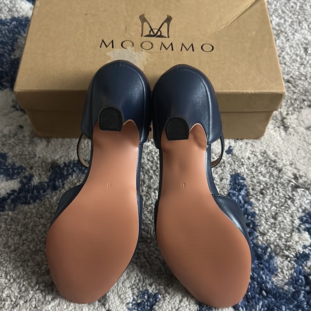 NWB Moommo Blue Navy Heels Women’s Size 6 - Picture 4 of 4